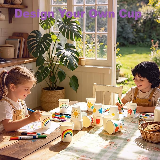 16 oz Disposable Paper Cups, 100 Pack, Bulk Plain Cups - Image 8