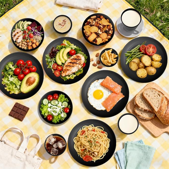 Wheat Straw Dinnerware Sets 16 PCS, Unbreakable Kids Plates and Bowls - Image 5