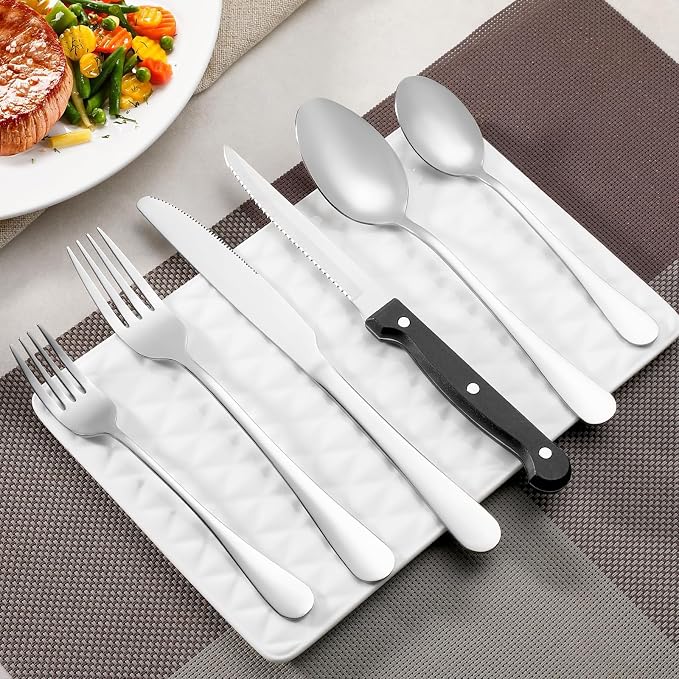 16 Pcs Forks and Spoons Silverware Set, Food Grade Stainless Steel Flatware - Image 6