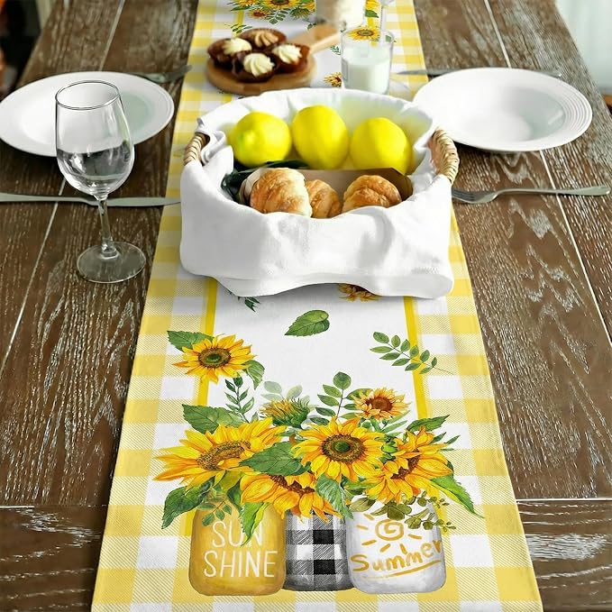 Sunflower Summer Table Runner 13x72 Inch, Kitchen Dining Table Decoration - Image 4