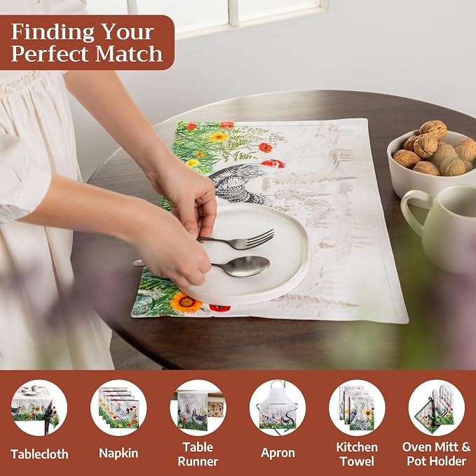 Maison d' Hermine Placemats Set of 4 Reusable 100% Cotton | Cloth Place Mats - Image 4