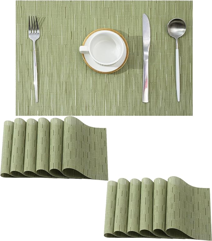 Leetaltree Pea Green Placemats Set of 12 by Leetaltree-ArtatEveryTable