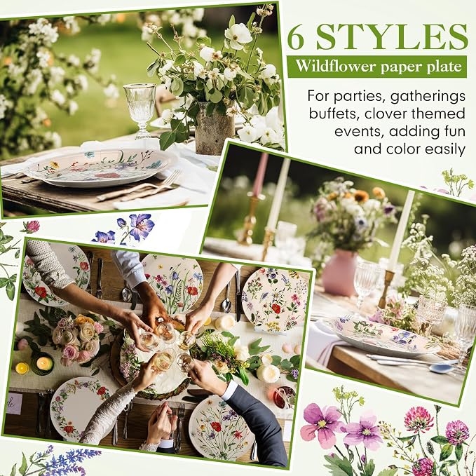 120 Pcs Vintage Wild Floral Paper Plates 7 Inch Floral Plates, Fall Summer - Image 4