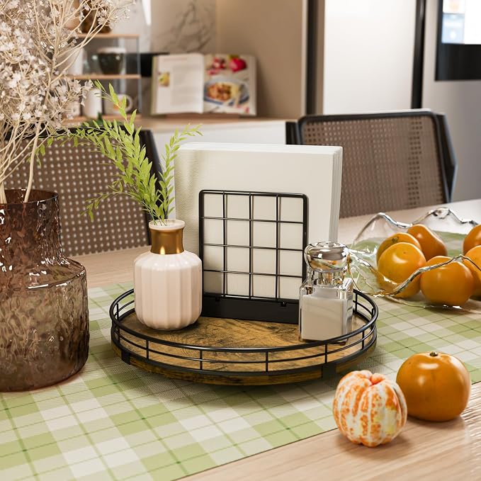 Lazy Susan Turntable Organizer for Table Top, 10’’ Round Wooden Lazy Susan for - Image 4