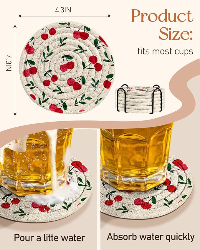 Absorbent Cup Coasters Set of 6 - Image 4