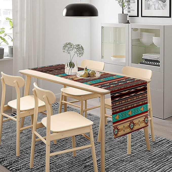 Aztec Southwest Table Runner, Ethnic Style Design Geometric Table Runners - Image 2