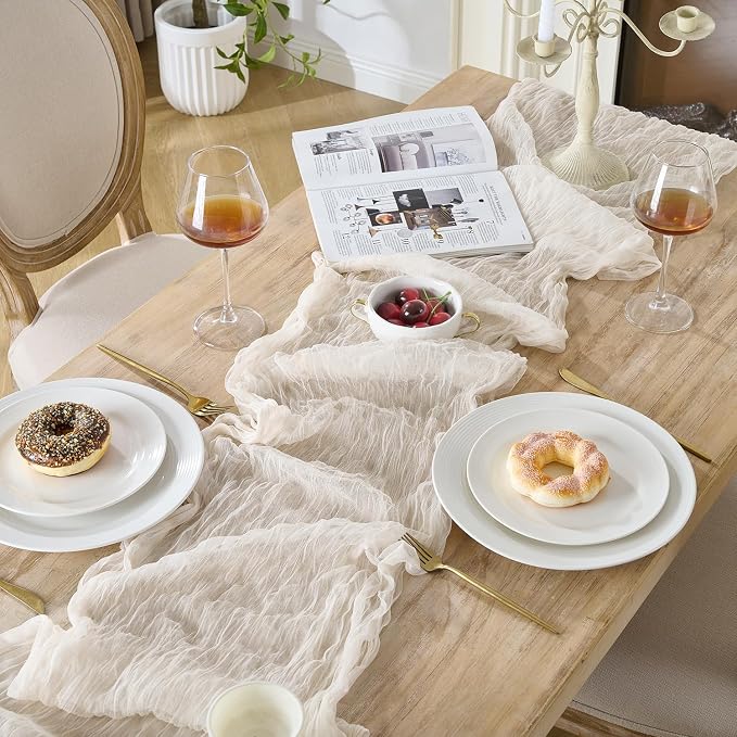 12 Pack Cream White Cheesecloth Table Runners, 120 Inch 10Ft Ivory Gauze Table - Image 5