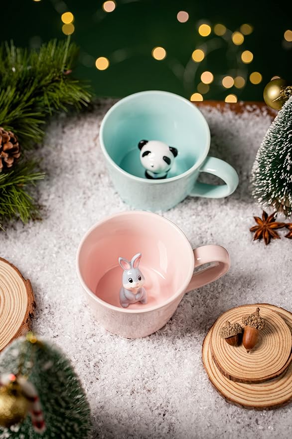 DIHOclub Panda Ceramic Cup Hidden 3D Animal Inside Mug, Cute Cartoon Handmade - Image 3