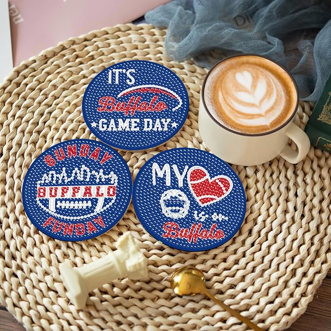 Bartogro 8 Pcs Diamond Painting Coaster Kits, DIY Football Diamond Art Coasters - Image 3