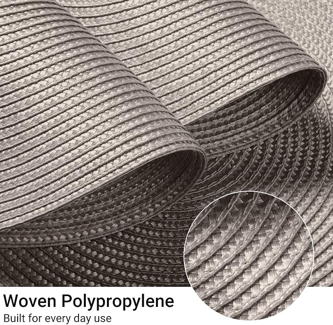 FunWheat Round Braided Placemats Set of 6 Table Mats - Image 4