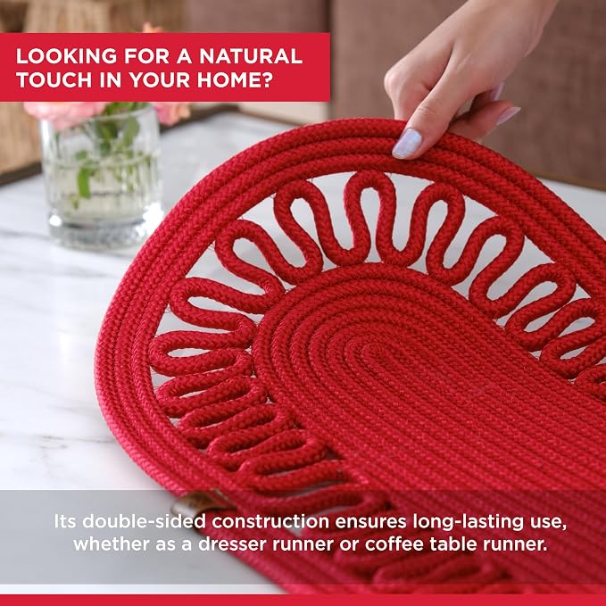 Oval Jute Table Runner | Woven Braided Dining Runner | Natural Textured Rattan - Image 2