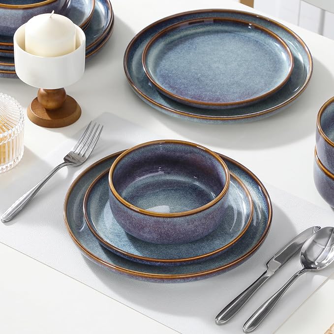 vancasso PLAYA Plates and Bowls Sets, 18 Pieces Grey-Blue Dinnerware Sets - Image 5