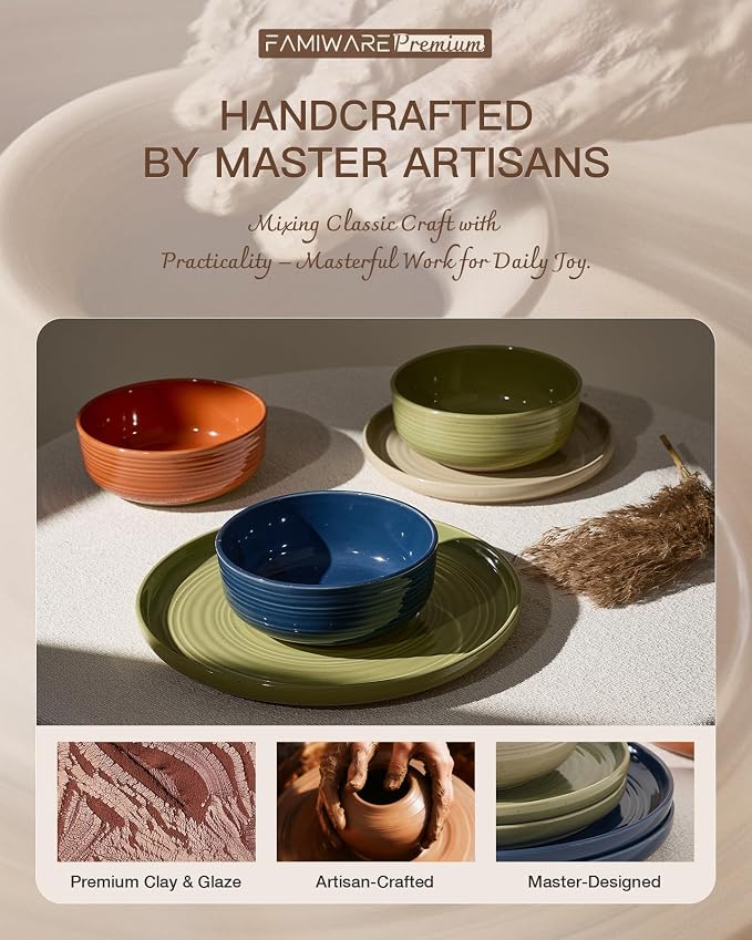 Dinnerware Set for 8, Ceramic Plates and Bowls, Chip & Scratch Resistant - Image 5