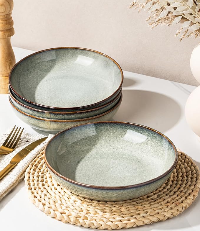 GBhome 8.5'' Ceramic Pasta Bowls, 36oz Stoneware Salad Bowls Set of 6 | - Image 3