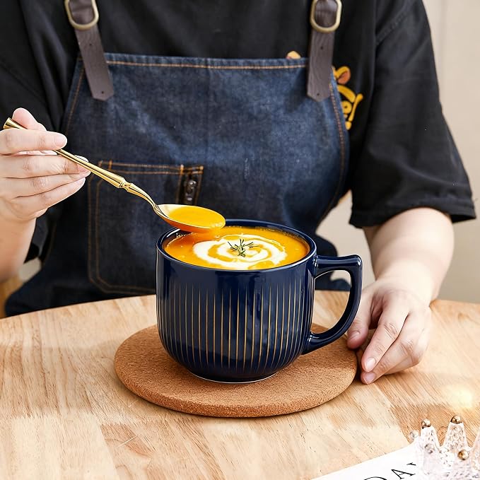 Ceramic Soup Bowl with Handle & Lid, 32oz Microwave Ramen Bowl Set of 2 | - Image 6