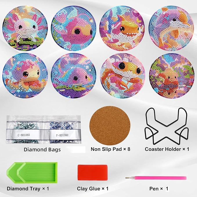 Ekuxom 8 PCS Ocean Animals Diamond Art Coasters Kits - Image 3