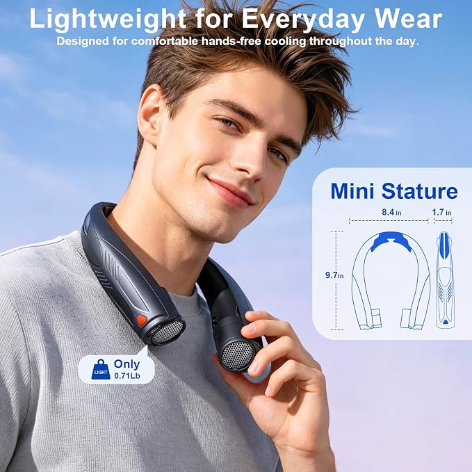 Portable Neck Fan with Reading Light, 6000mAh USB-C Rechargeable Hands Free Fan - Image 5