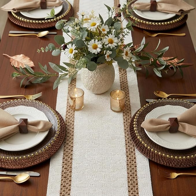 Fall Table Runner with Tassels for Coffe Table Home Decor 12x90 Inch | 90 - Image 4