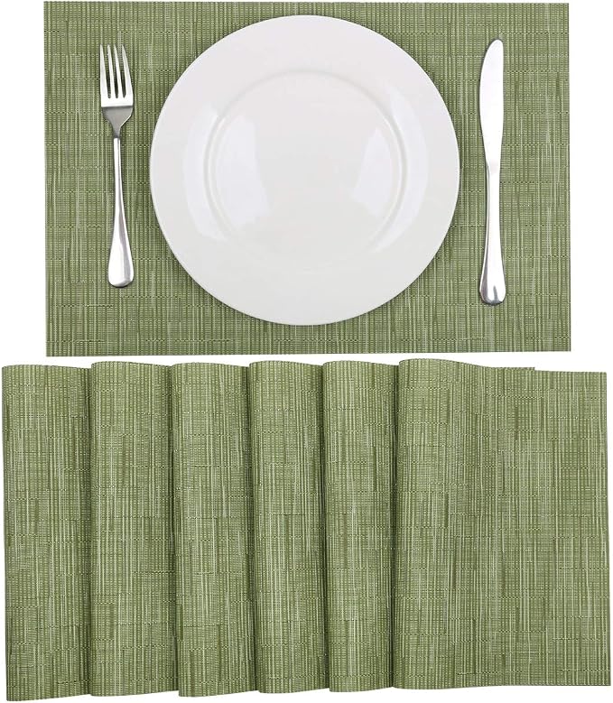 SHACOS Placemats Set of 6 Woven Vinyl Place Mats - Image 6