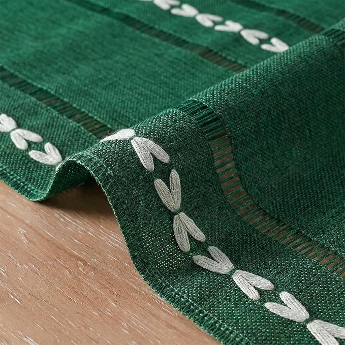 Artoid Mode Green Rustic Cotton Linen Christmas Table Runner, Seasonal - Image 5