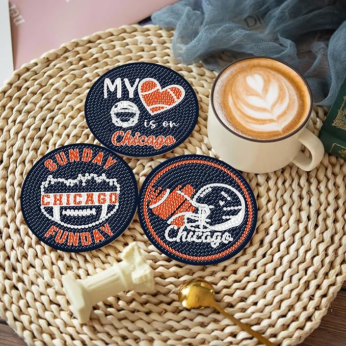Bartogro 8 Pcs Diamond Painting Coaster Kits, DIY Football Diamond Art Coasters - Image 4