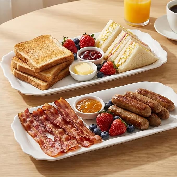 Rectangle White Serving Tray, Elegant Ceramic Tray - Image 7