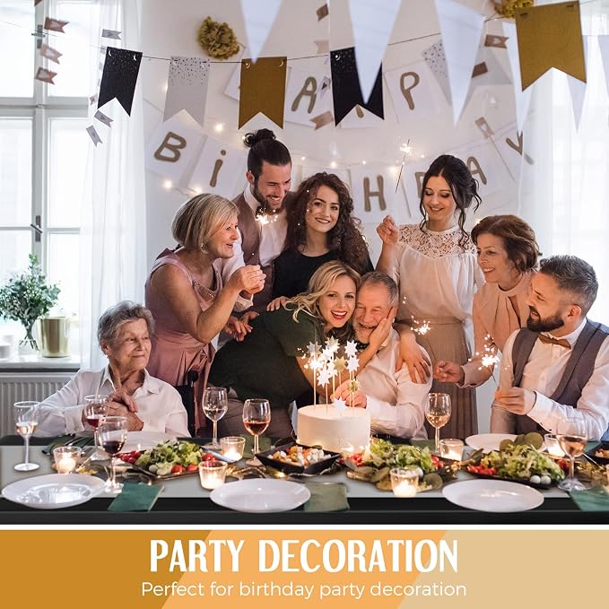 24 Packs Black and Silver Disposable Plastic Tablecloths and Satin Table Runner - Image 6