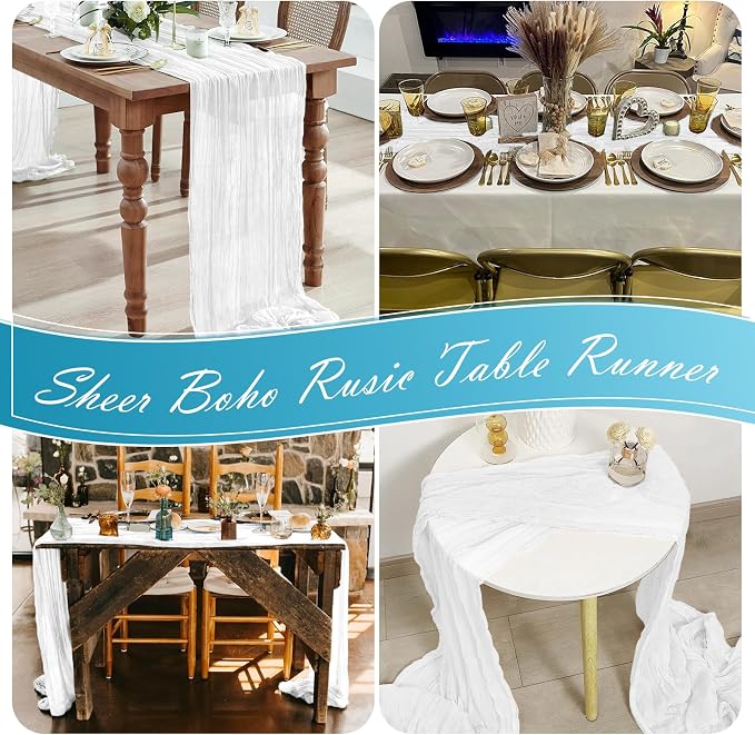 30 Pack White Cheesecloth Table Runner 17 x 108 inch Cheese Cloth Table Runners - Image 7