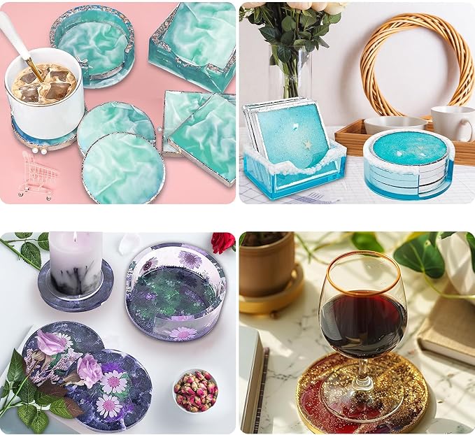 15 Pcs Coaster Resin Molds Silicone, Mold - Image 7