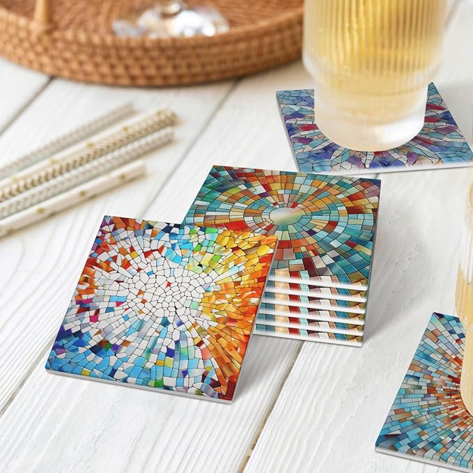 Coasters Set of 6, Coasters for Drinks Absorbent Stone - Image 8