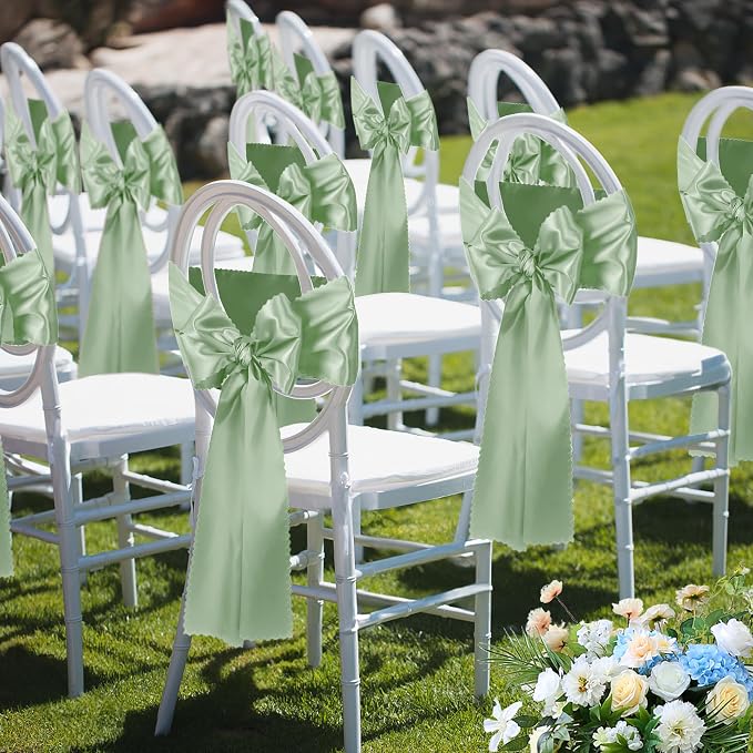 VACVELT Sage Green Satin Table Runners, 12x72 Inch, 12 Pack, Scalloped Edge | - Image 9