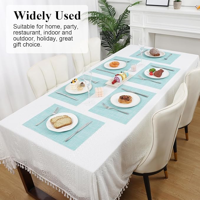 SHACOS Placemats Set of 4 Woven Vinyl Place Mats Wipeable Heat Resistant - Image 7