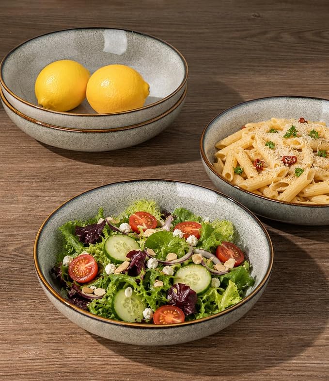 AmorArc 8.5’’ Ceramic Pasta Bowls Set of 4, 36oz Large Stoneware Bowls Set | - Image 4