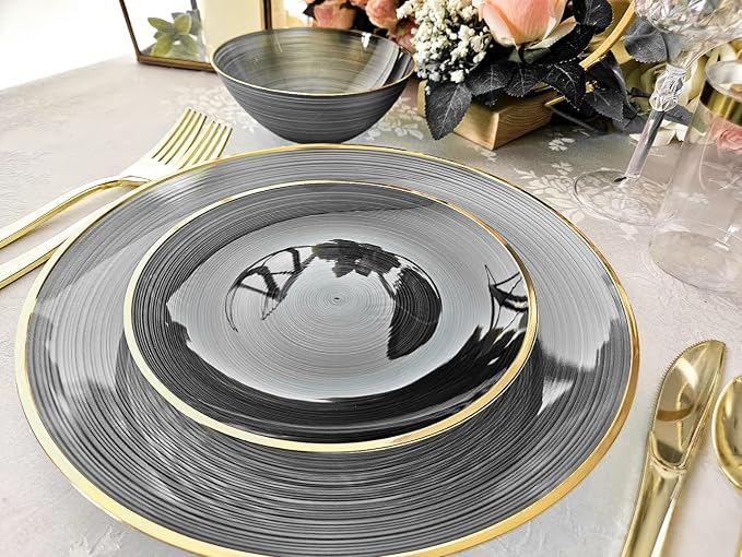 " OCCASIONS " 320pcs set-Wedding Party Disposable Plastic Plate Set -40 x 10'' - Image 6