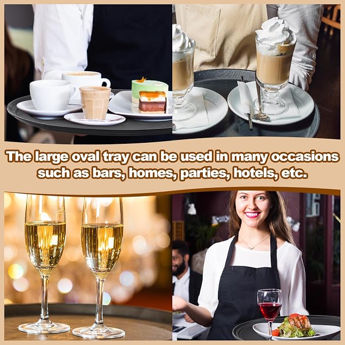 FillTouch 2 Pcs Restaurant Serving Trays PP Plastic Non Slip Rubber Lined Large - Image 6