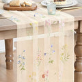 Artoid Mode 6PC Wildflower Floral Beige Apricot Gauze Embroidery Table Runner by ArtoidMode