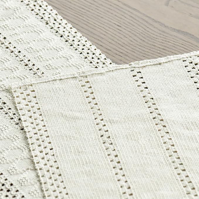 Artoid Mode Beige Woven Farmhouse Hollow Table Runner 12x48 Inch | Holiday - Image 4