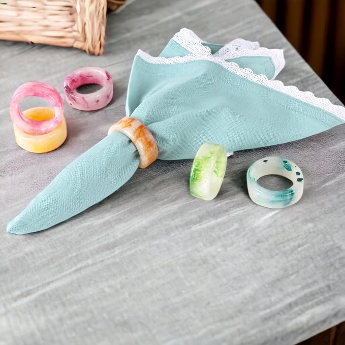 ALPHA Living HOME Epoxy Resin Napkin Rings -Set of 12 Colorful Napkin Ring - Image 2