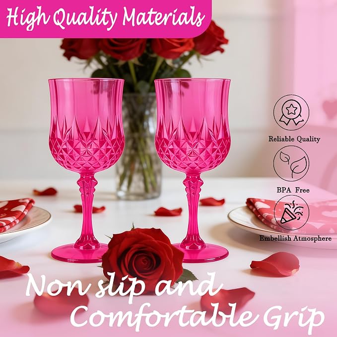 48Pack Plastic Wine Glasses, 7oz Vintage Goblets - Image 3