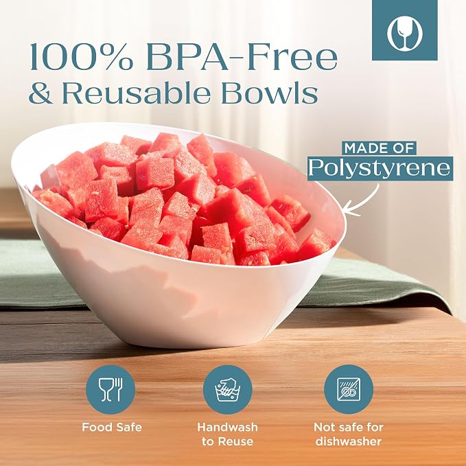 5 Pack White Angled Plastic Serving Bowl Disposable - Image 6