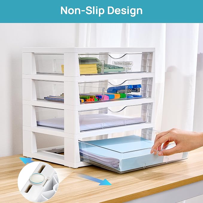 Vtopmart Clear Desktop Organizer, 4-Tier Drawer Storage - Image 6