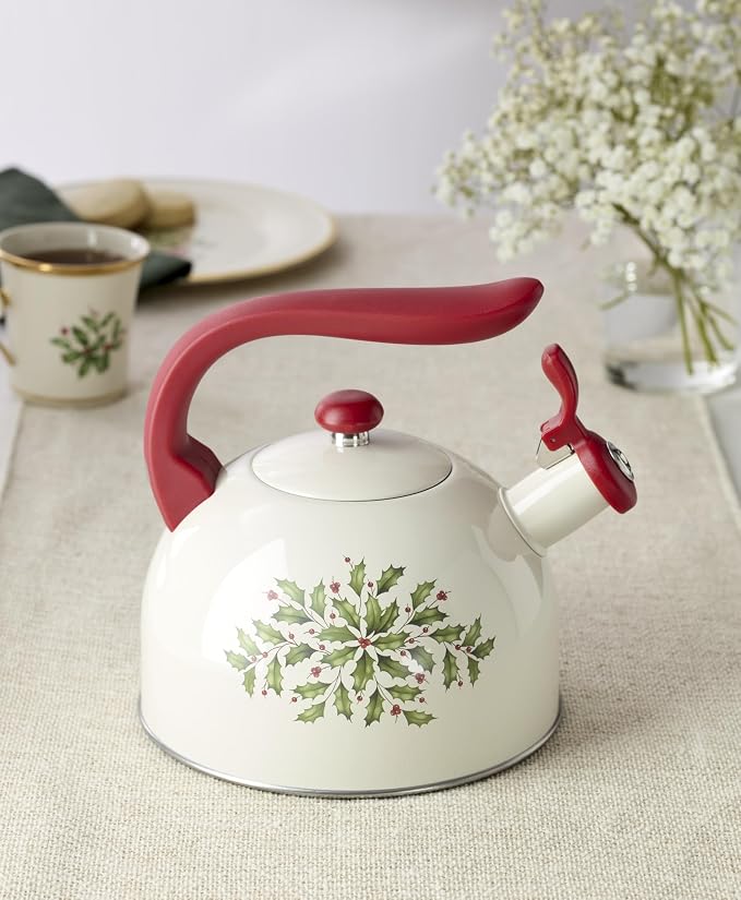 Lenox Holiday Aluminum Christmas Tea Kettle, 84oz | dishwasher safe | - Image 6
