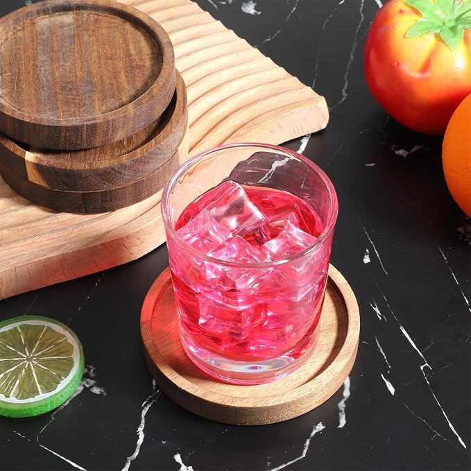 16 Pcs Wood Coasters for Drinks, 4 Inch Round Wooden Coasters | Stackable and - Image 5