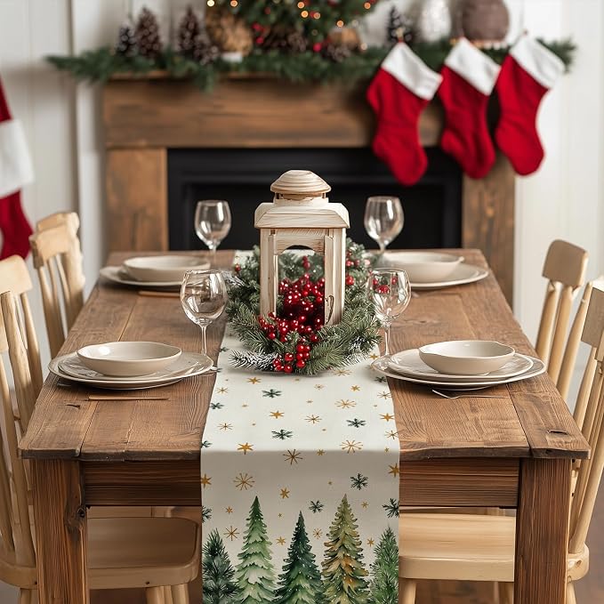 Christmas Table Runner 13x36 Inch, Xmas Tees Snowflakes Holiday Decorative - Image 3