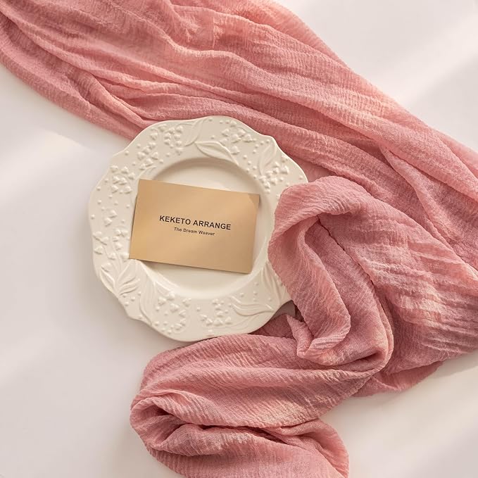 6Pcs Dusty Rose Cheesecloth Table Runner 120 Inches - Image 4