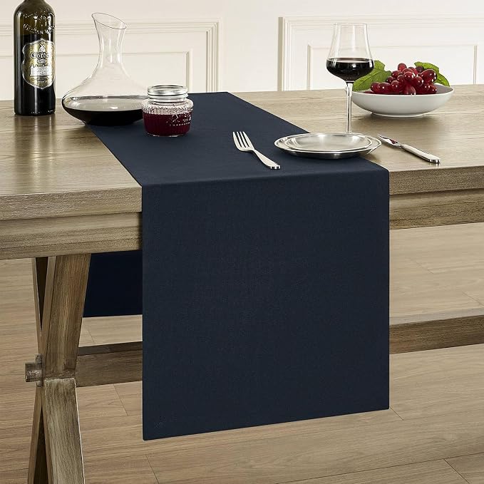 Basic Linen Style Table Runner, 14x72 Inch Dark Navy | Mitered Corner Design by ZEEMARTONLINE