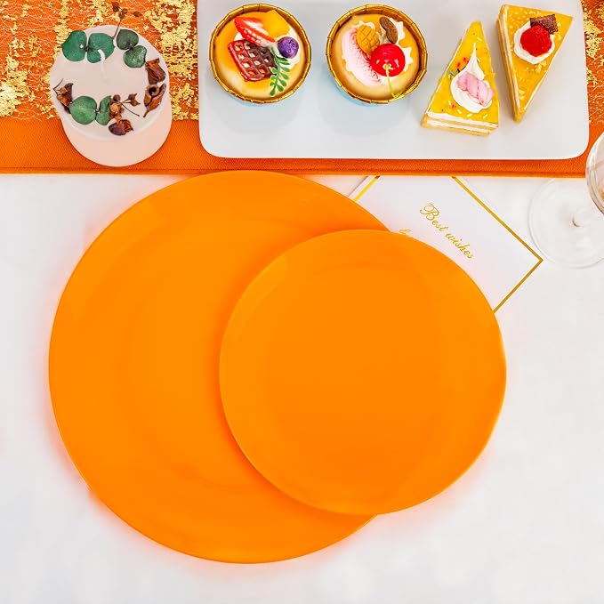 PULOTE 100PCS Orange Plastic Plates - Image 3