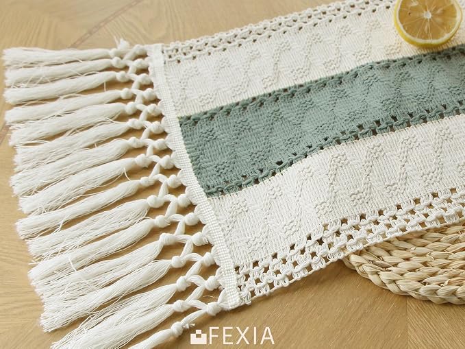 Boho Table Runner for Home Decor 12x72 Sage Green Fall Decorations | 72 Inches - Image 4