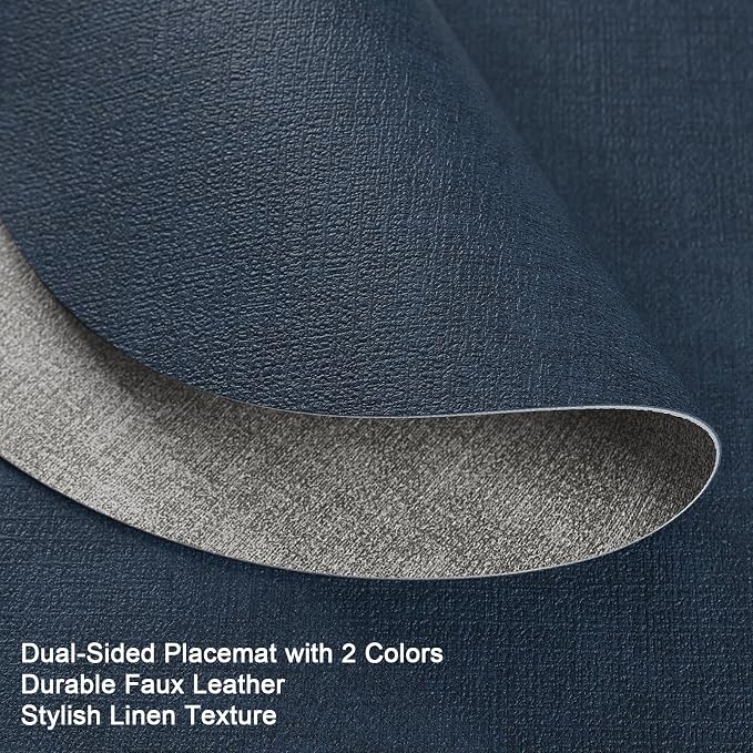 Faux Leather Placemats Set of 6, Dual Sided - Image 2