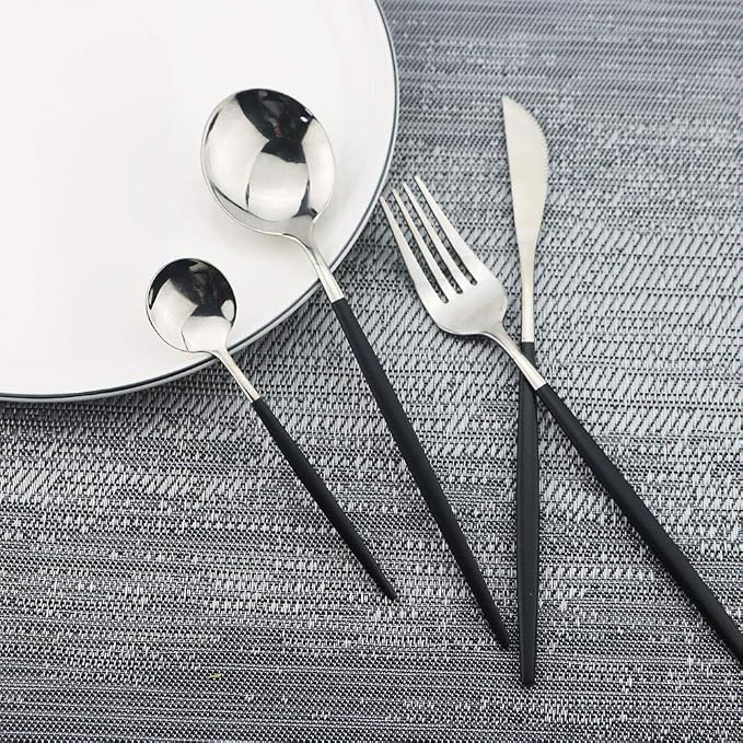 JASHII 30-Piece Stainless Steel Satin Finish Flatware Set, Mirror Polished - Image 2